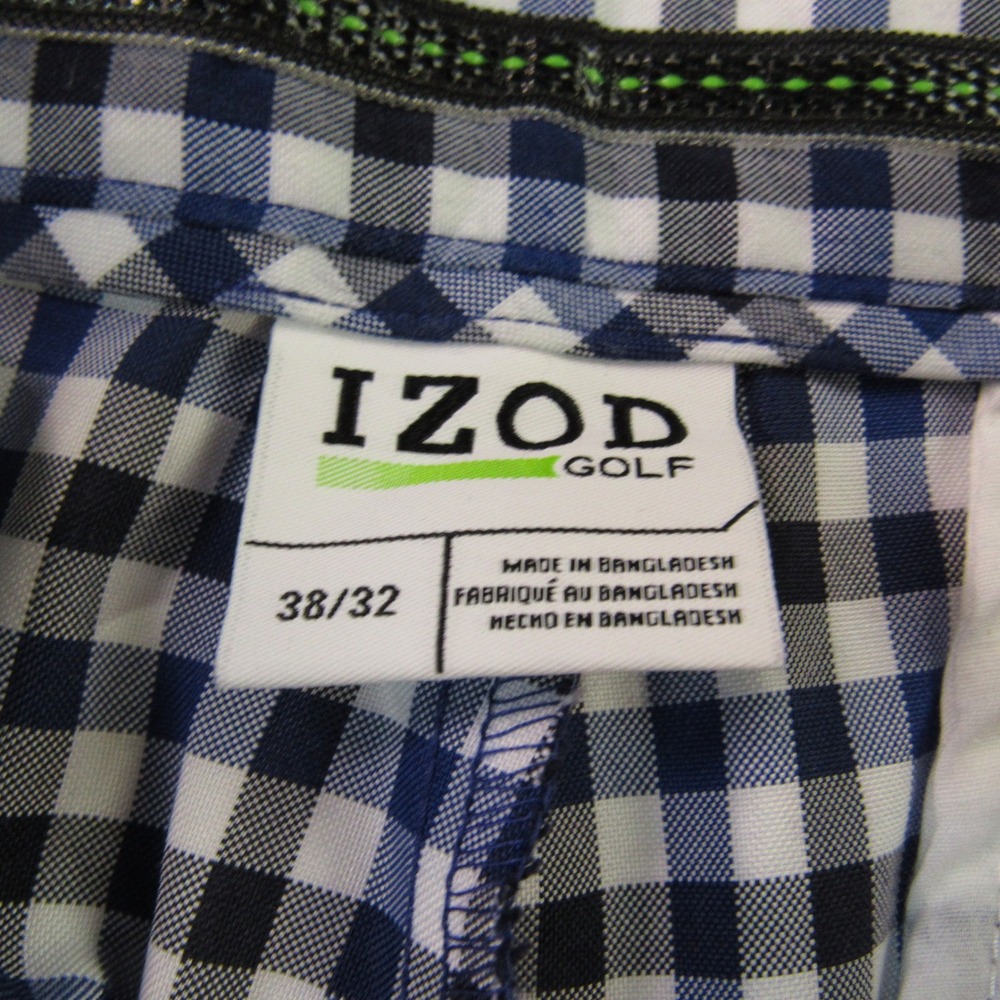 IZOD Golf Pants Mens 38x32 Blue Black Gingham Check Performance Retro Old Money - Picture 3 of 11